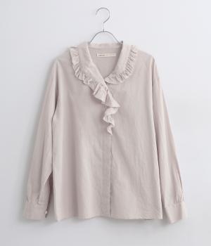 やわらかコットンローンフリルシャツ