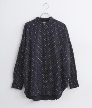 クリンクル加工　2wayカシュクールシャツ(ドットプリント-38)