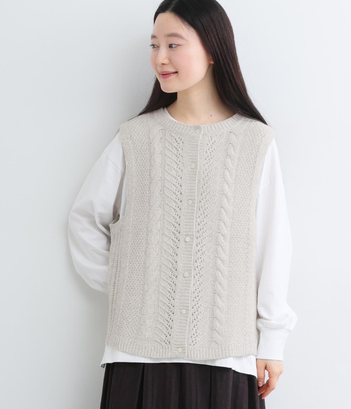 リリヤーン地柄　2wayベスト(オートミール-F)