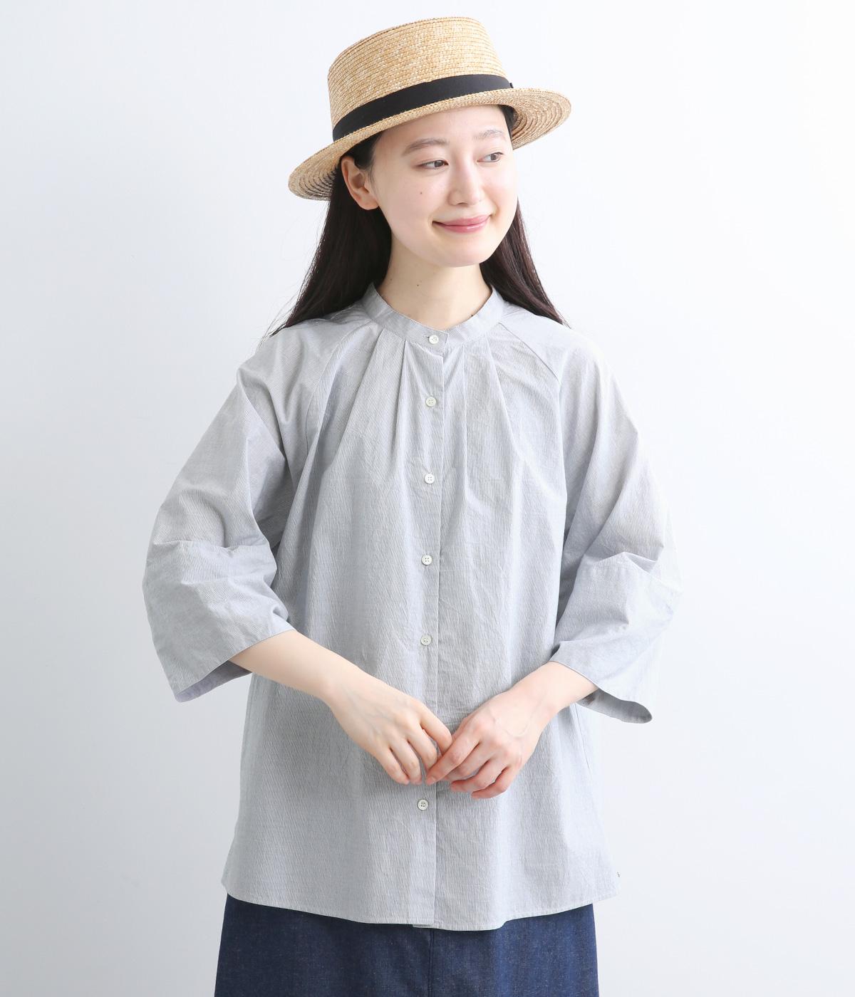 コットンフロントタックブラウス(ストライプ-38)