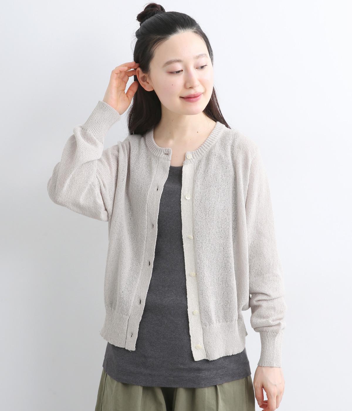 TSUMUGI和紙配色カーディガン(ライトグレー-F)