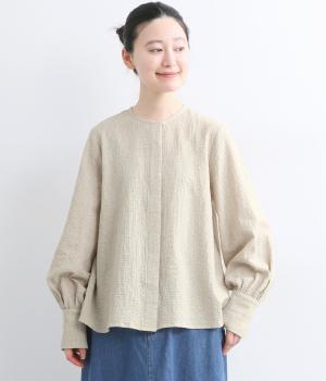 ワッフル千鳥ラウンドカラーシャツ