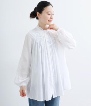 モスリンラウンドタックブラウス(オフホワイト-38)