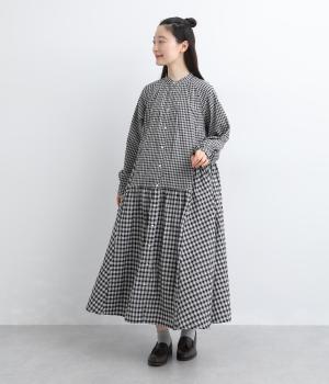 チェックパッチワークワンピース