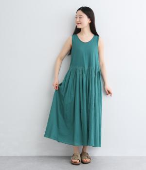 コットン天竺×コットンボイル　ノースリーブワンピース