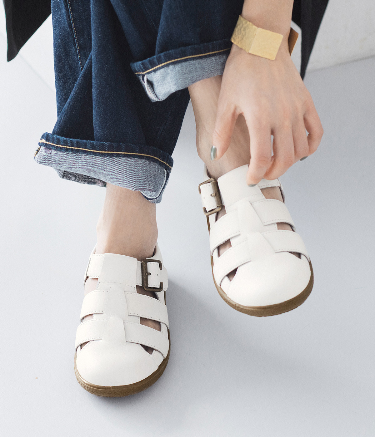 グルカシューズ(ホワイト-235)