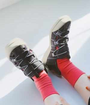 レースアップ　カジュアルスリッポン(ダークグレー-230)