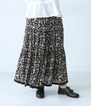 ボタニカルプリントティアードスカート(フラワー-ONESIZE)