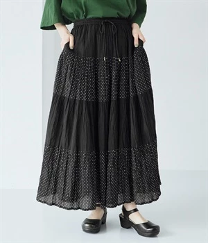 コットン ドットティアードスカート