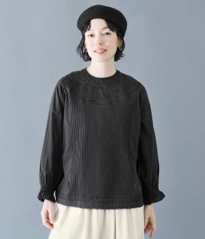 コットンピンタック刺繍2wayブラウス