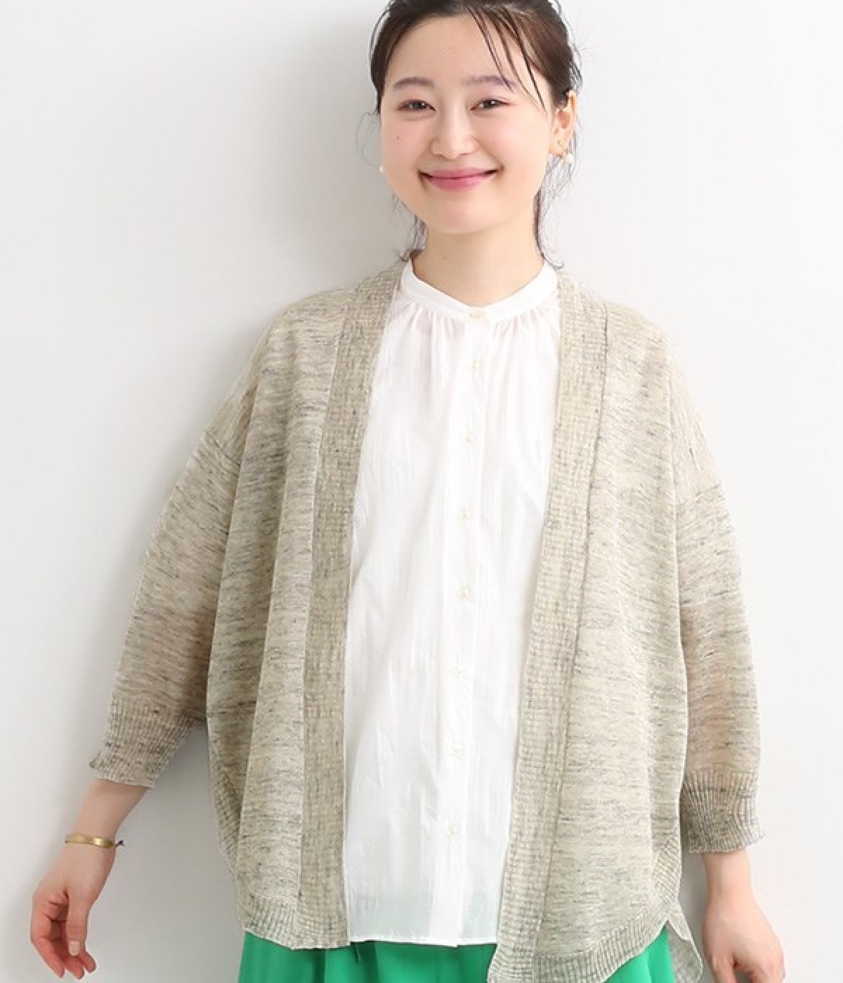 ラウンドヘム　カーディガン(ライトグレー-ONESIZE)