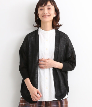 ラウンドヘム　カーディガン(ブラック-ONESIZE)