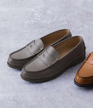 コラボ｜HARUTA × Cassure スコッチガードスムースレザー コインローファー(アンティークグレー-23-【コラボ】)