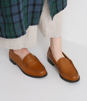 コラボ｜HARUTA × Cassure スコッチガードスムースレザー コインローファー(アンバーキャメル-23-【コラボ】)