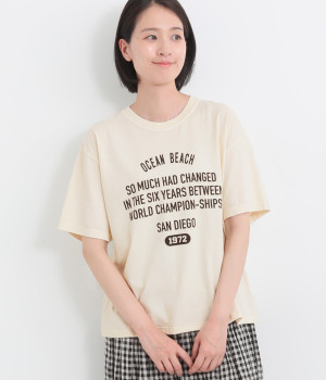 コットンピグメントダイショートスリーブTシャツ〈OCEAN BEACH〉(ナチュラル-ONESIZE)