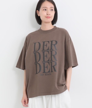 コットンピグメントダイショートスリーブTシャツ〈DER DER DER〉(ブラウン-ONESIZE)
