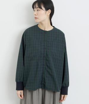 コットンリブウォッシュアウトブラウス2(ブラックウォッチ-F)
