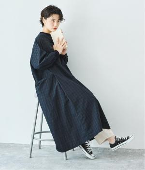 コットンリブウォッシュアウトワンピースドレス(ブラックウォッチ-F)