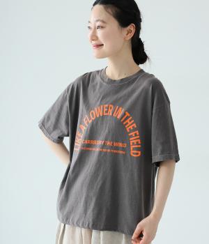 コットンピグメントTシャツ　LIKE A FlLOWER(スミ-1)