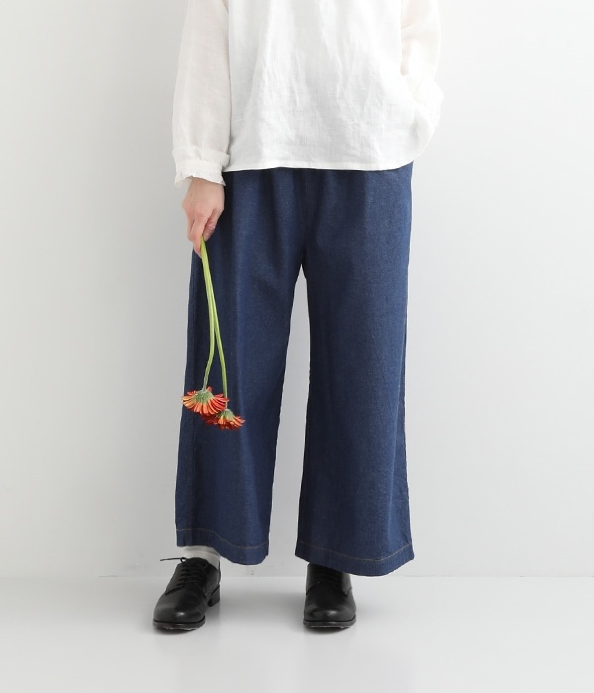 デニム　ワイドパンツ(ライトインディゴ-ONESIZE)