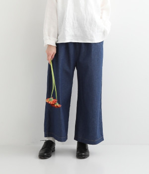 デニム　ワイドパンツ(ライトインディゴ-ONESIZE)