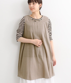 シングルガーゼ　ノースリーブチュニック(グレー-ONESIZE)