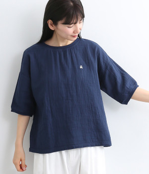 Wガーゼ　ショートプルオーバー(夏藍-ONESIZE)