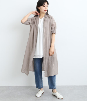 シングルガーゼ　オープンコート(グレー-ONESIZE)