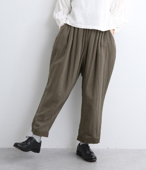 トリプルガーゼ裾カフスパンツ(ダークグレー-ONESIZE)