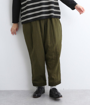 トリプルガーゼ裾カフスパンツ(カーキ-ONESIZE)