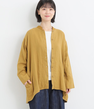トリプルガーゼスタンドカラーブラウス(イチョウ-ONESIZE)