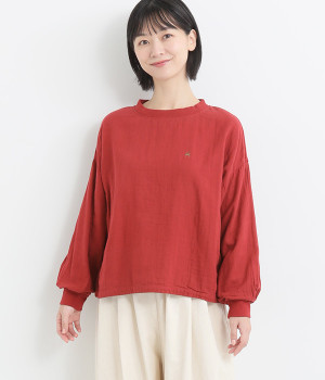 トリプルガーゼモックネックプルオーバー(レッド-ONESIZE)