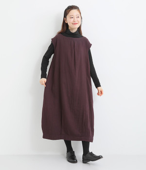 トリプルガーゼバルーンジャンパースカート(ボルドー-ONESIZE)