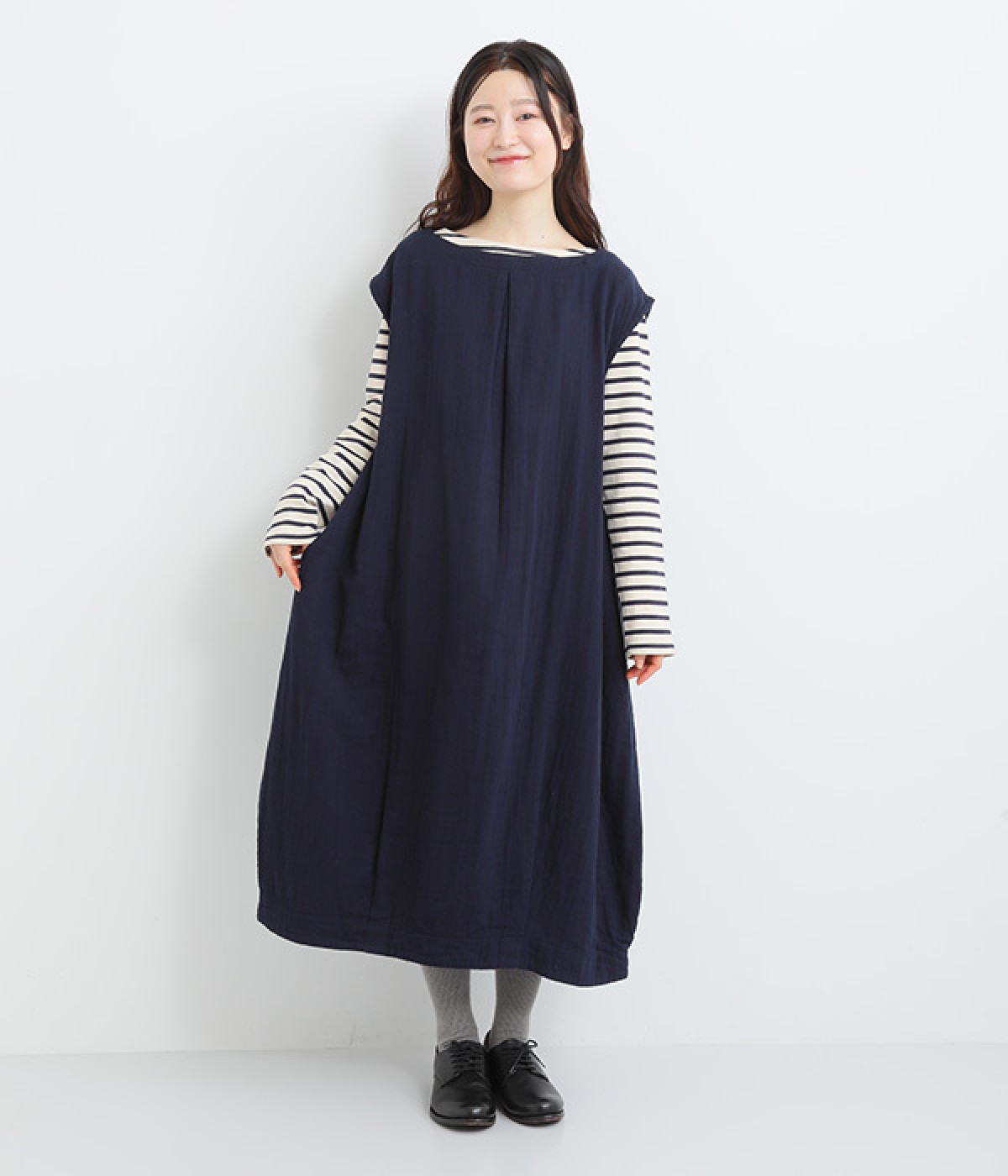 トリプルガーゼバルーンジャンパースカート(藍-ONESIZE)