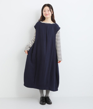 トリプルガーゼバルーンジャンパースカート(藍-ONESIZE)