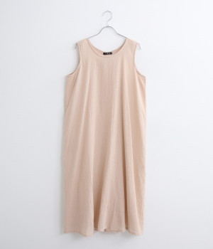 シングルガーゼペチワンピース(ピンクベージュ-ONESIZE)