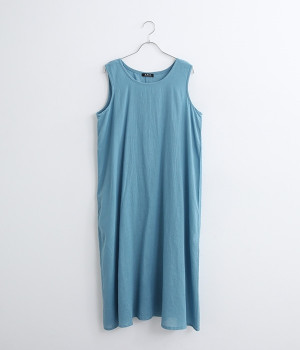 シングルガーゼペチワンピース(ブルーグレー-ONESIZE)