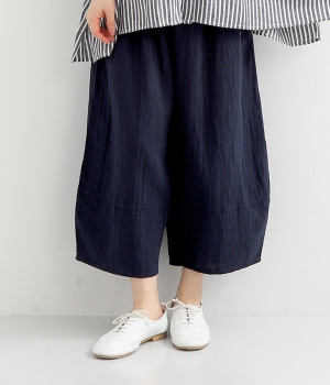 ダブルガーゼ　七分丈ピエロパンツ(藍-ONESIZE)