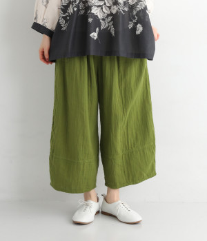 ダブルガーゼ　七分丈ピエロパンツ(ライトグリーン-ONESIZE)