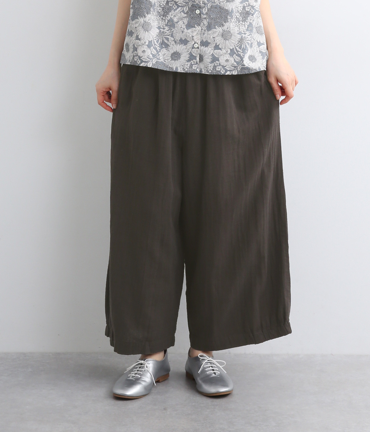 Wガーゼ裾ゴムバルーンパンツ(スミクロ-ONESIZE)