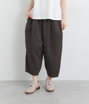 Wガーゼ裾ダーツテーパードパンツ(スミクロ-ONESIZE)