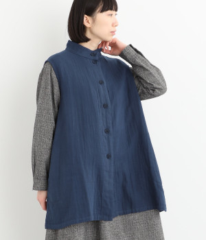 コットンWガーゼチュニックベスト(夏藍-ONESIZE)