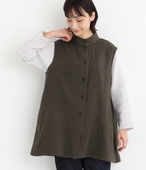 コットンWガーゼチュニックベスト(スミクロ-ONESIZE)