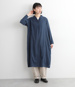 コットンWガーゼボトルネックワンピース(夏藍-ONESIZE)