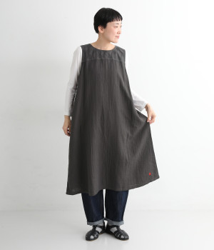 コットンWガーゼ胸切替ジャンパースカート(スミクロ-ONESIZE)