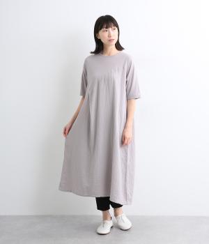 コットンダブルガーゼ×天竺ワンピース(ライトグレー-ONESIZE)