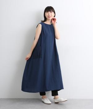 コットンダブルガーゼノースリーブワンピース(夏藍-ONESIZE)