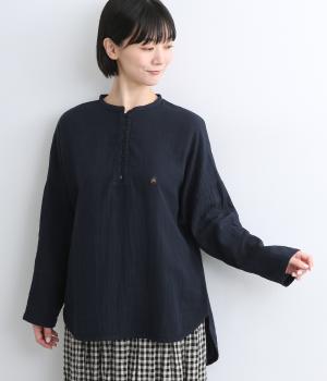 ダブルガーゼループボタンプルオーバー(藍-F)