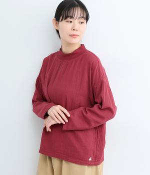 ダブルガーゼリブ襟プルオーバー(ワイン-F)