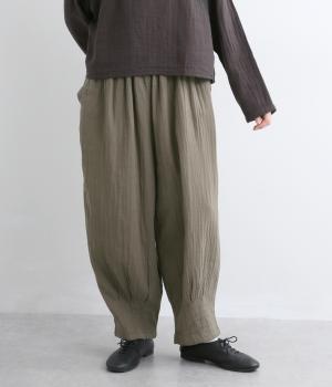 ダブルガーゼ裾タックパンツ